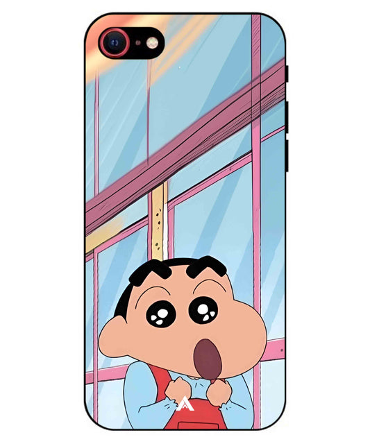 Shinchan Oouo Metal Back Cover Phone Case for iPhone 8