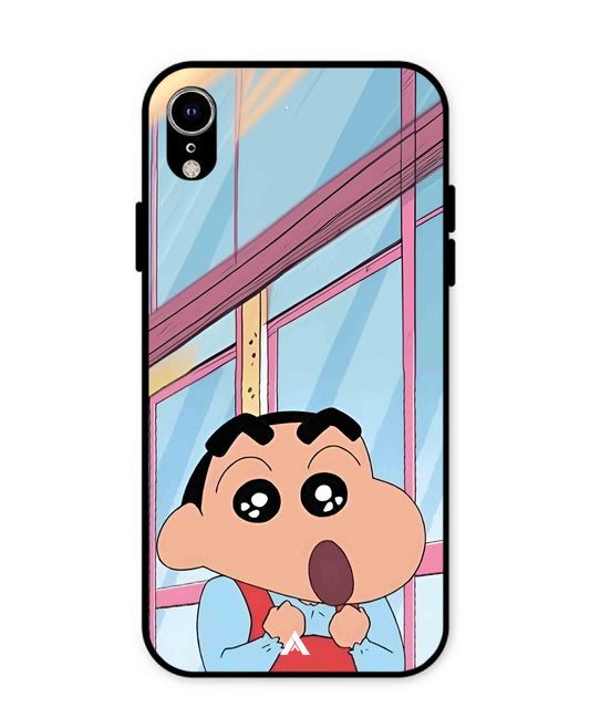 Shinchan Oouo Metal Back Cover Phone Case for iPhone Xr