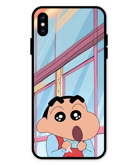 Shinchan Oouo Metal Back Cover Phone Case for iPhone Xs Max