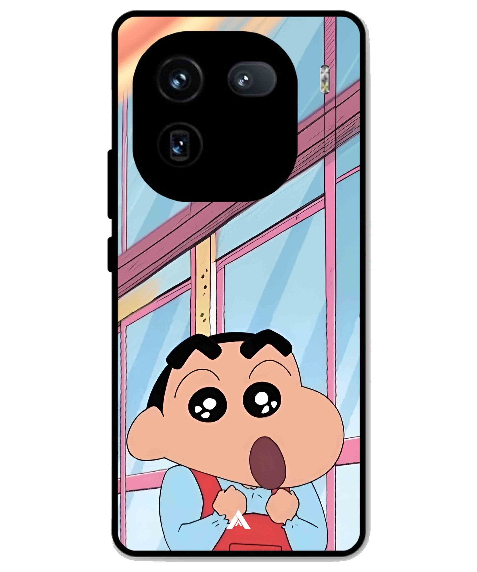 Shinchan Oouo Metal Back Cover Phone Case for iQOO 12
