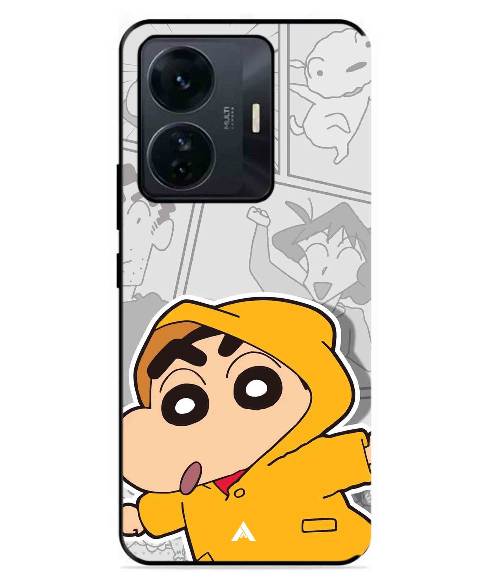 Shinchan Raincoat Metal Back Cover Phone Case for IQOO Z6 Pro