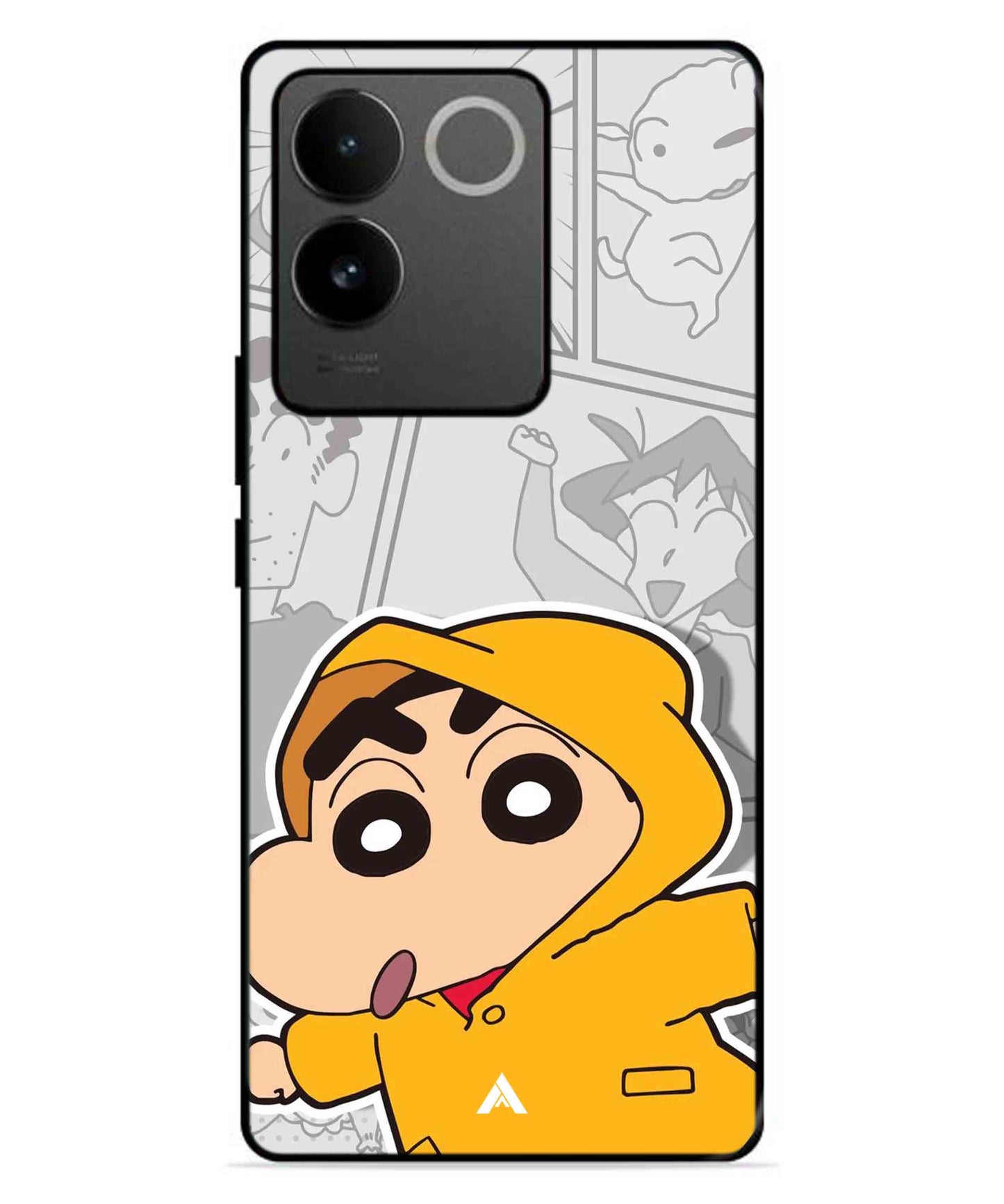 Shinchan Raincoat Metal Back Cover Phone Case for IQOO Z7 Pro