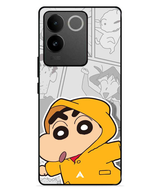 Shinchan Raincoat Metal Back Cover Phone Case for IQOO Z7 Pro
