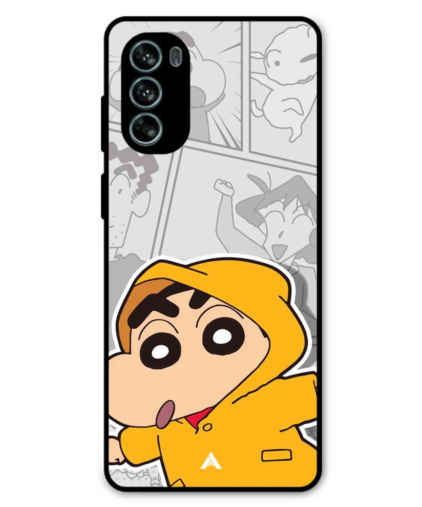 Shinchan Raincoat Metal Back Cover Phone Case for Moto G62