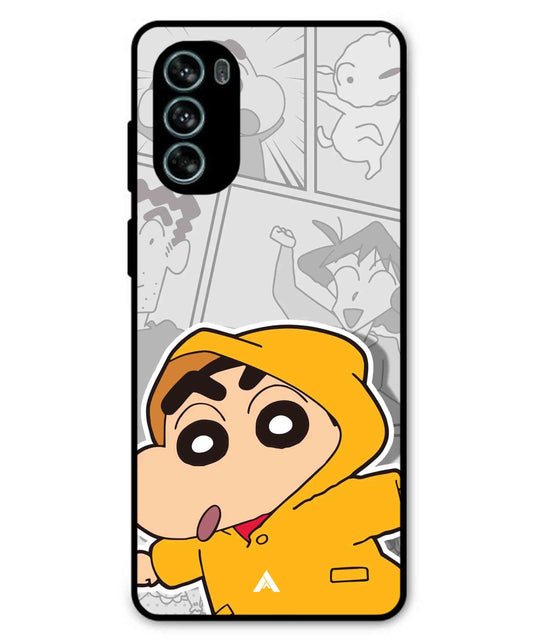 Shinchan Raincoat Metal Back Cover Phone Case for Moto G62