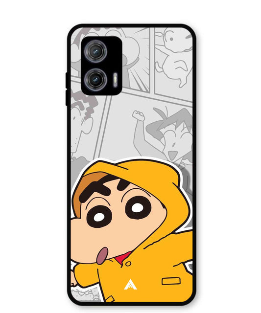 Shinchan Raincoat Metal Back Cover Phone Case for Moto G73