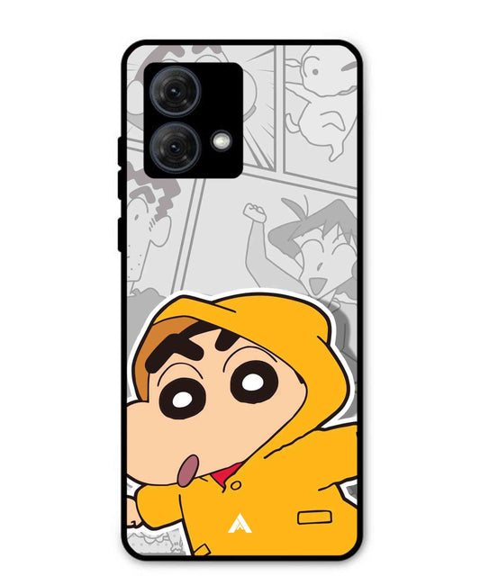 Shinchan Raincoat Metal Back Cover Phone Case for Moto G84