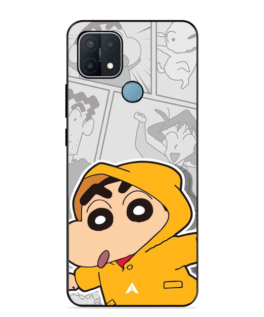 Shinchan Raincoat Metal Back Cover Phone Case for OPPO A15
