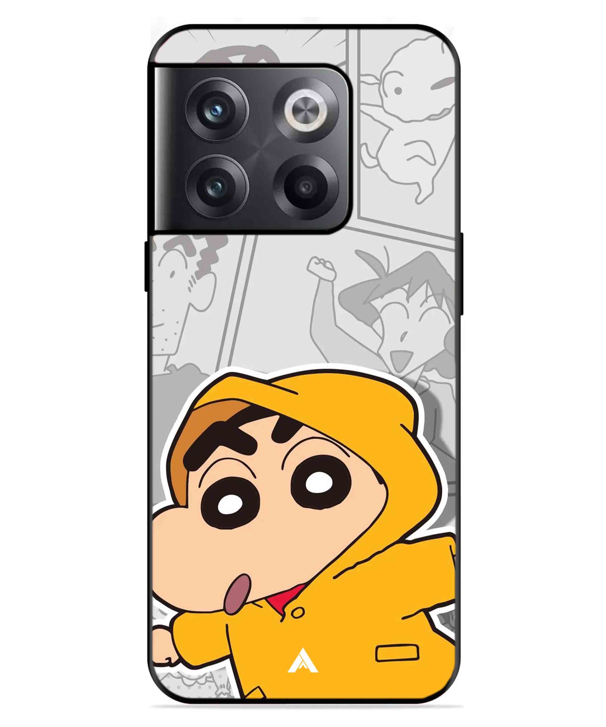 Shinchan Raincoat Metal Back Cover Phone Case for Oneplus 10T