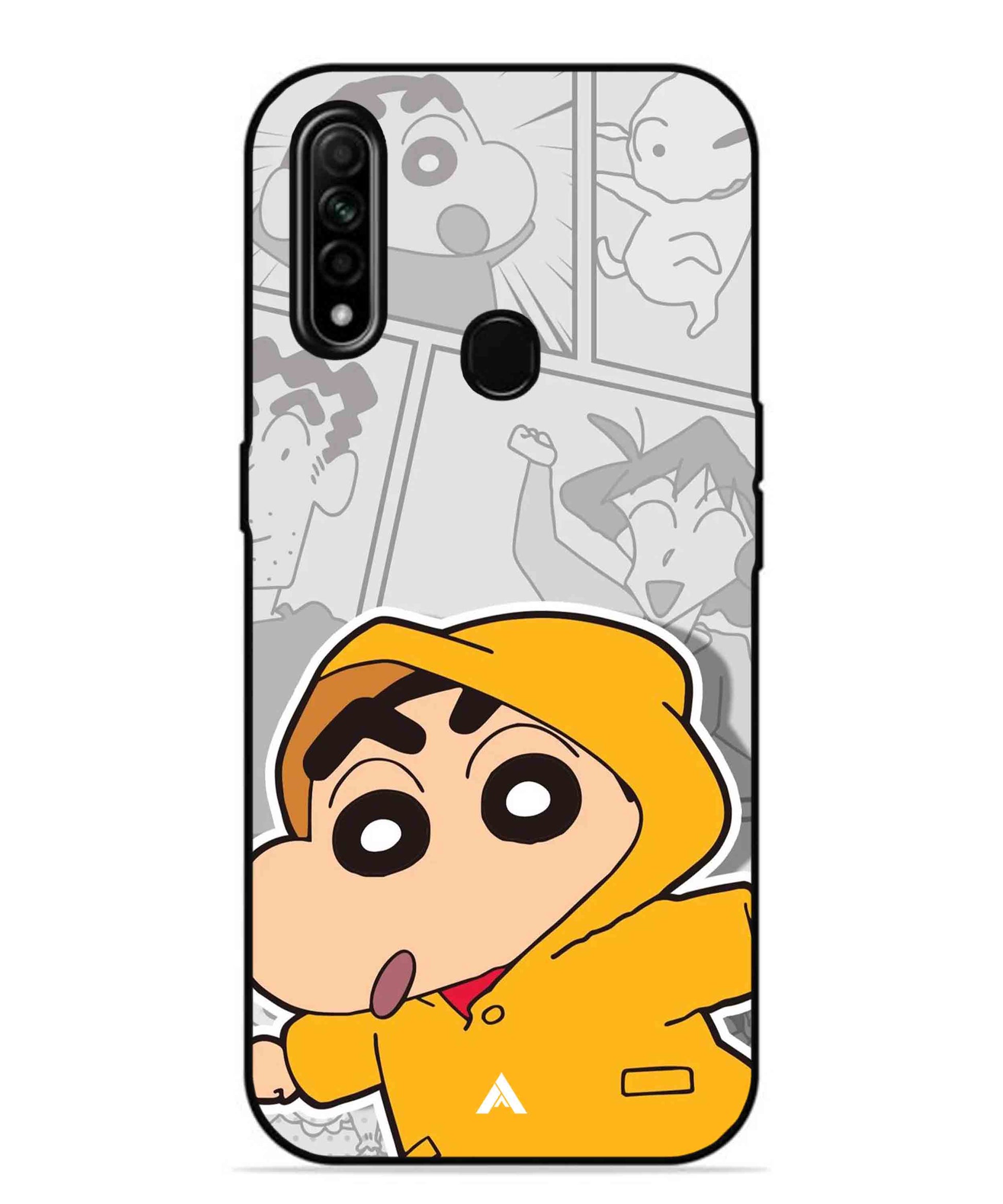 Shinchan Raincoat Metal Back Cover Phone Case for Oppo A31