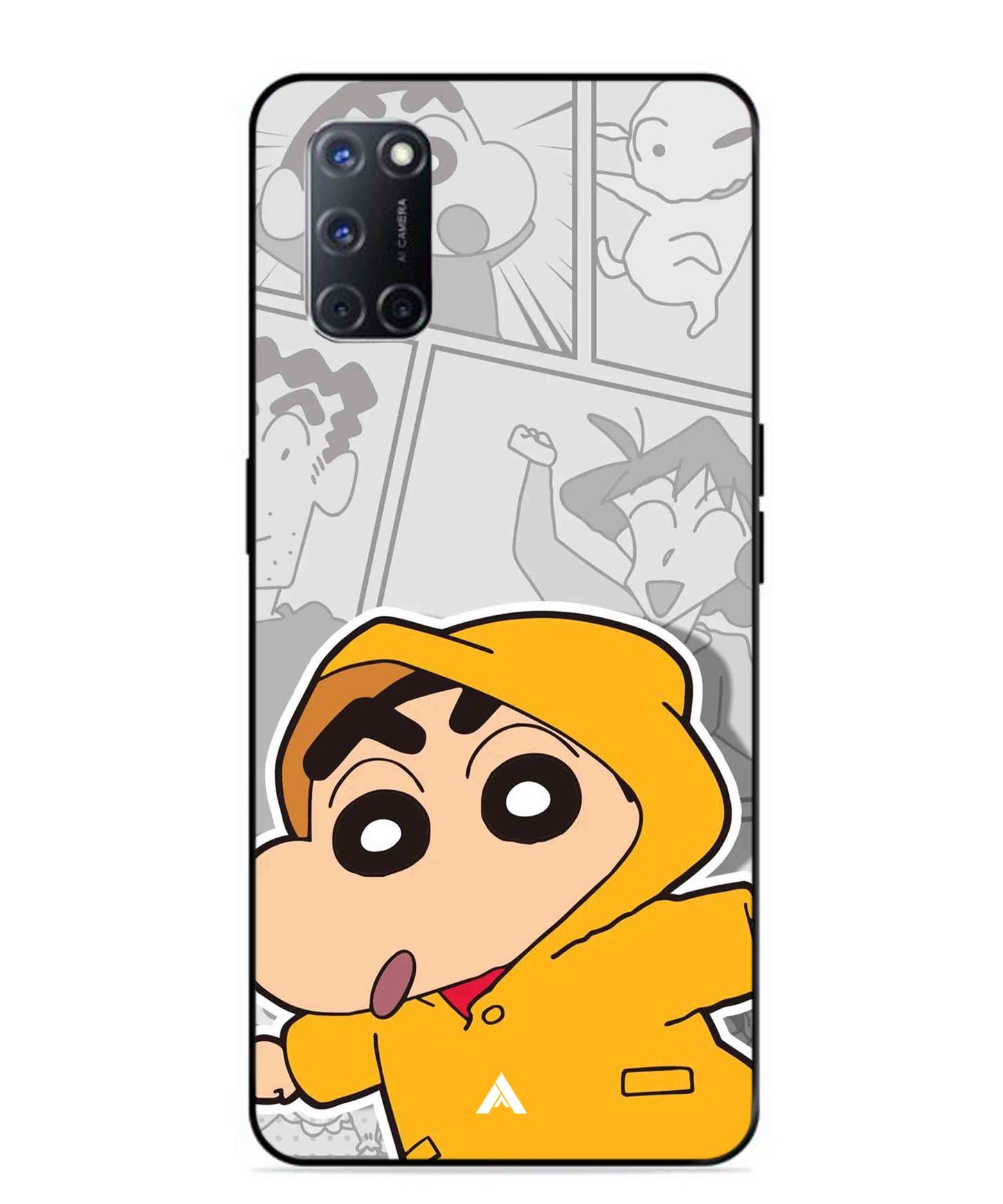 Shinchan Raincoat Metal Back Cover Phone Case for Oppo A52