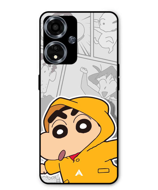 Shinchan Raincoat Metal Back Cover Phone Case for Oppo A59
