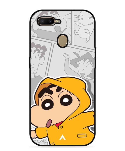 Shinchan Raincoat Metal Back Cover Phone Case for Oppo A7