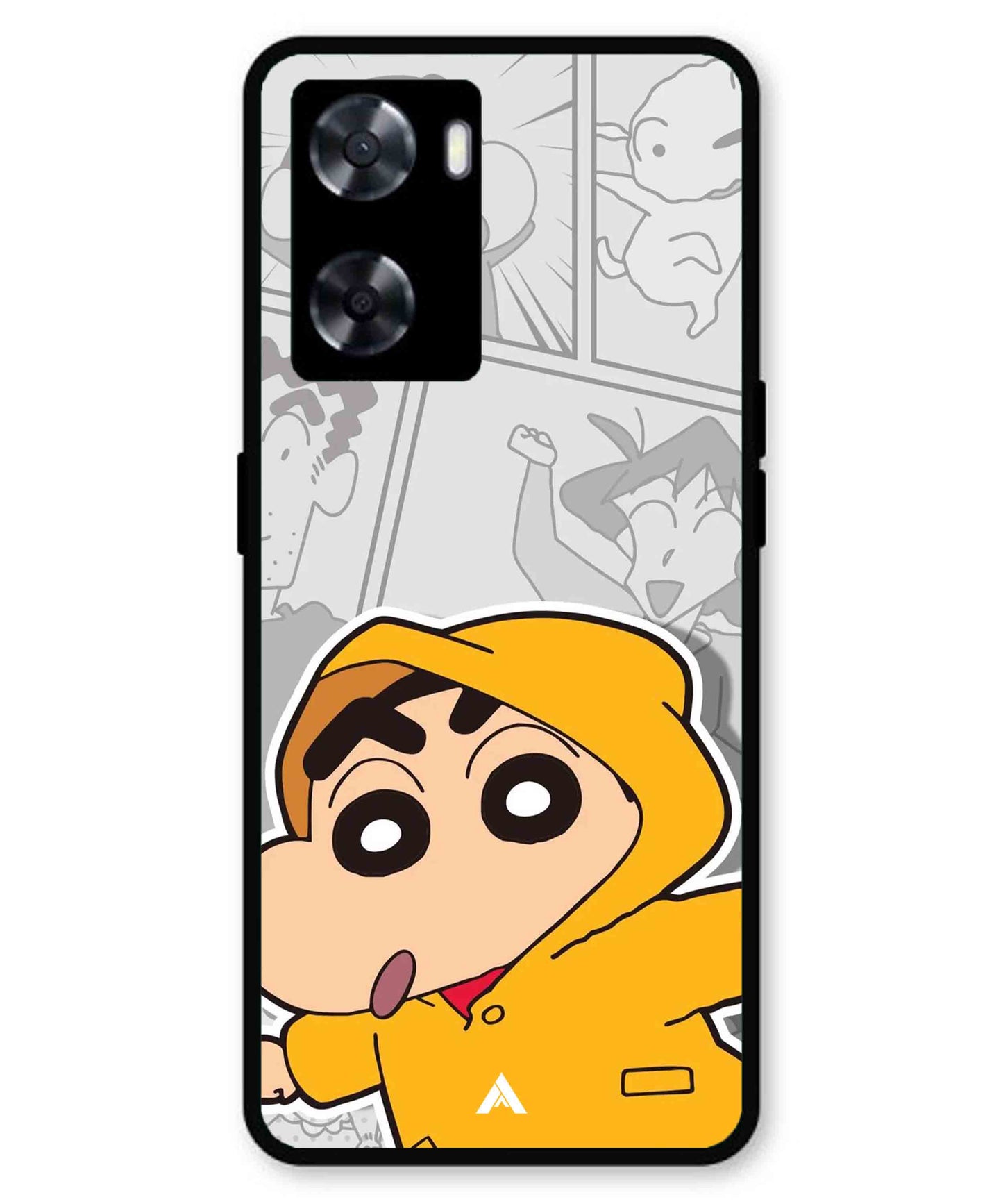 Shinchan Raincoat Metal Back Cover Phone Case for Oppo A77