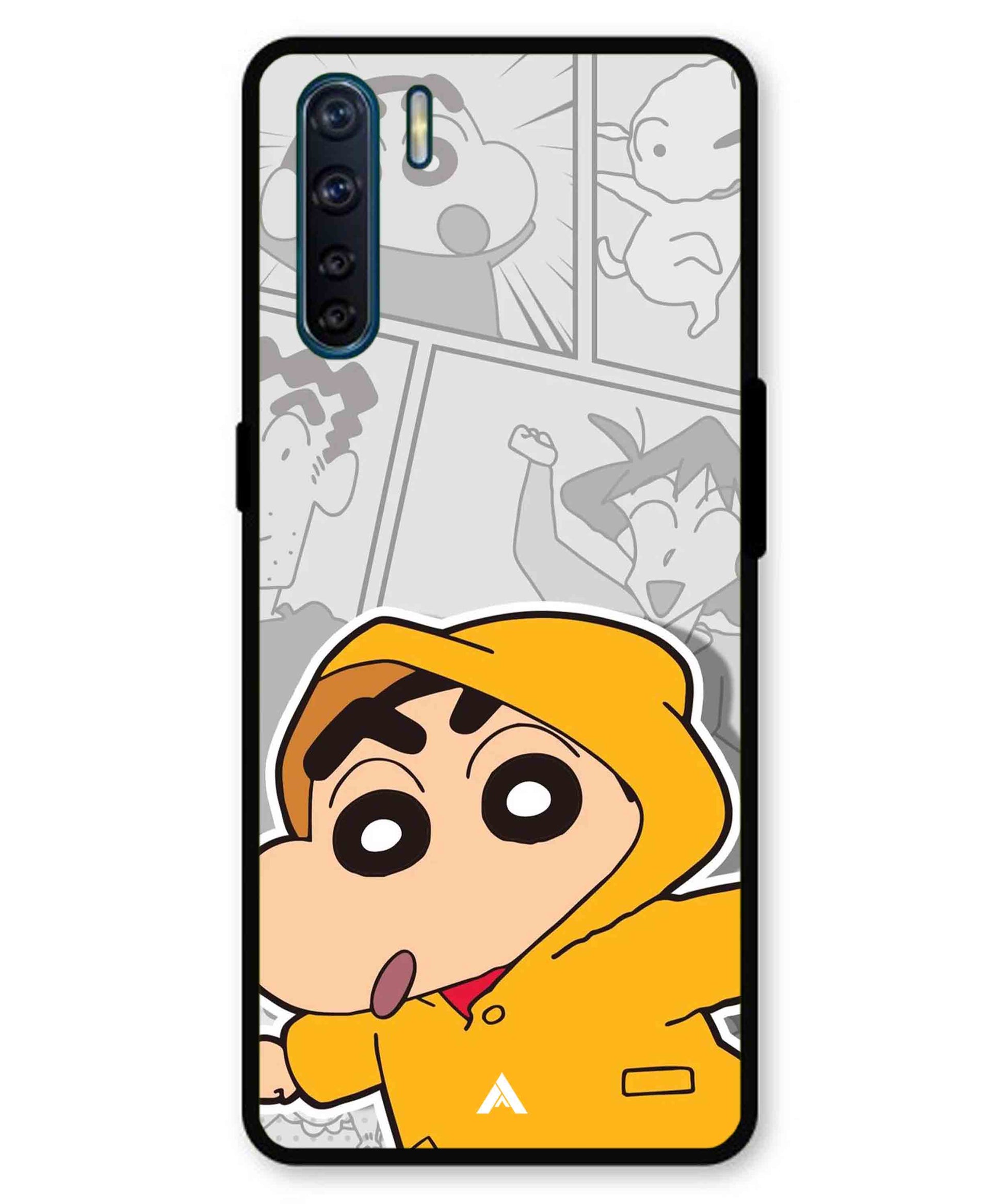 Shinchan Raincoat Metal Back Cover Phone Case for Oppo A91