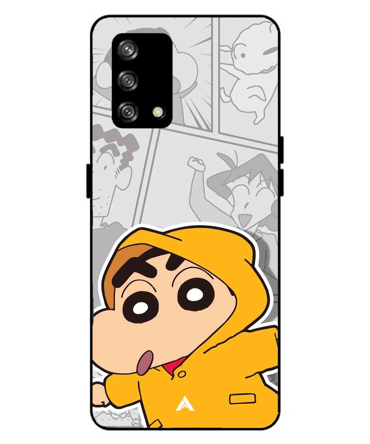 Shinchan Raincoat Metal Back Cover Phone Case for Oppo A93