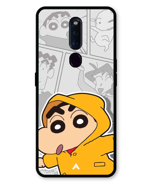 Shinchan Raincoat Metal Back Cover Phone Case for Oppo F11 Pro