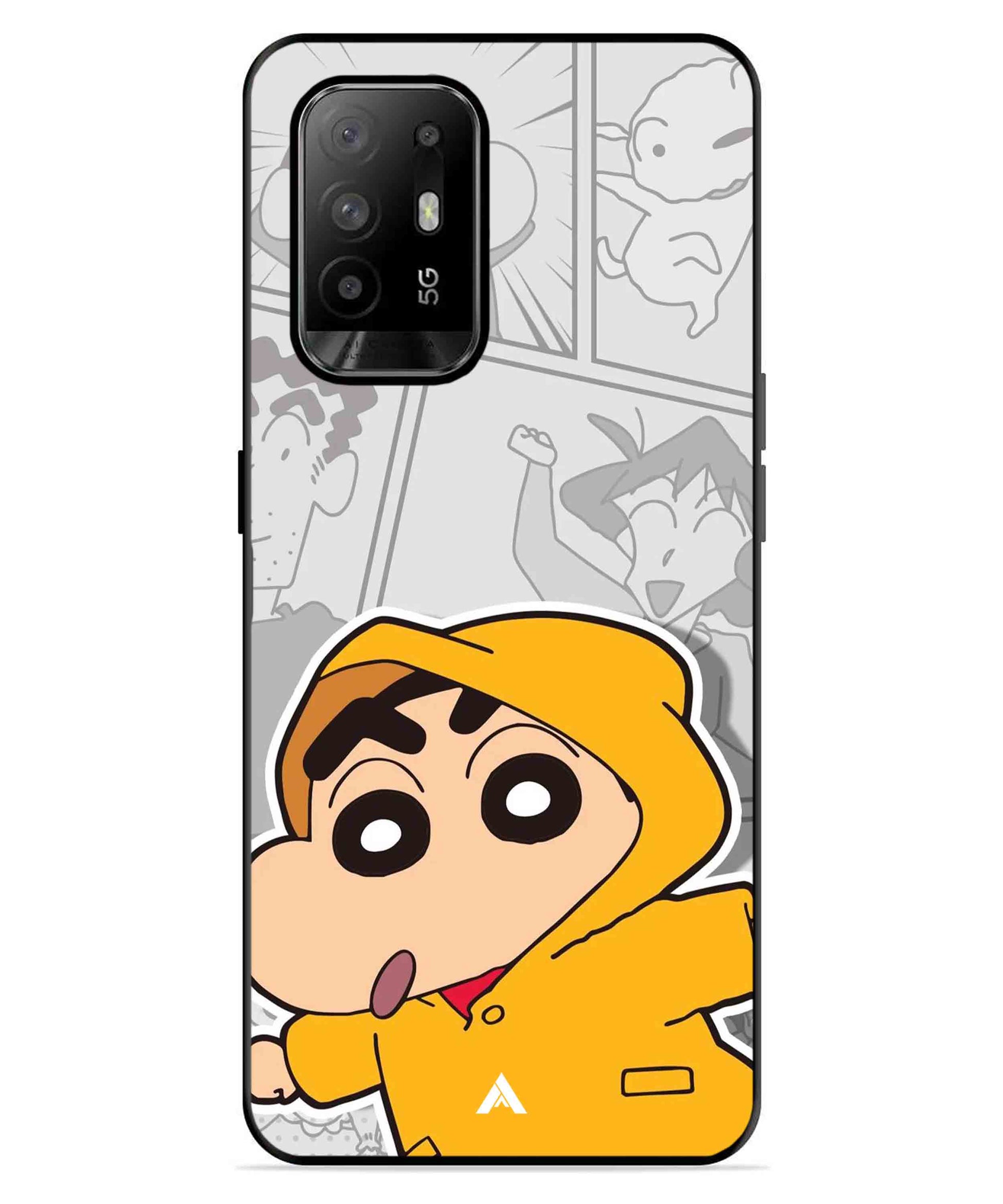 Shinchan Raincoat Metal Back Cover Phone Case for Oppo F19 Pro Plus