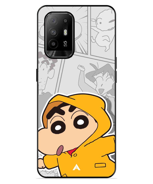 Shinchan Raincoat Metal Back Cover Phone Case for Oppo F19 Pro Plus