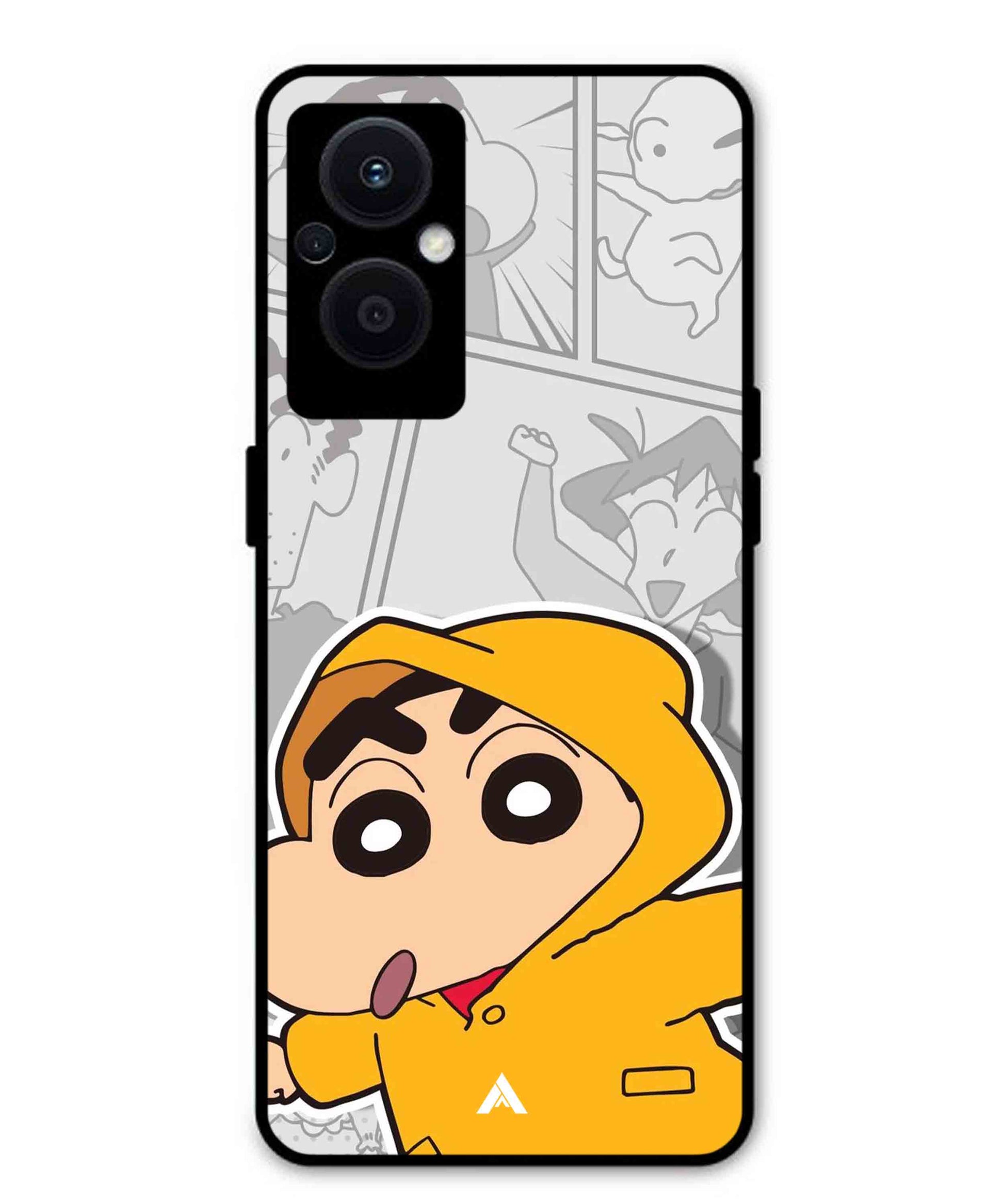 Shinchan Raincoat Metal Back Cover Phone Case for Oppo F21 Pro 5G