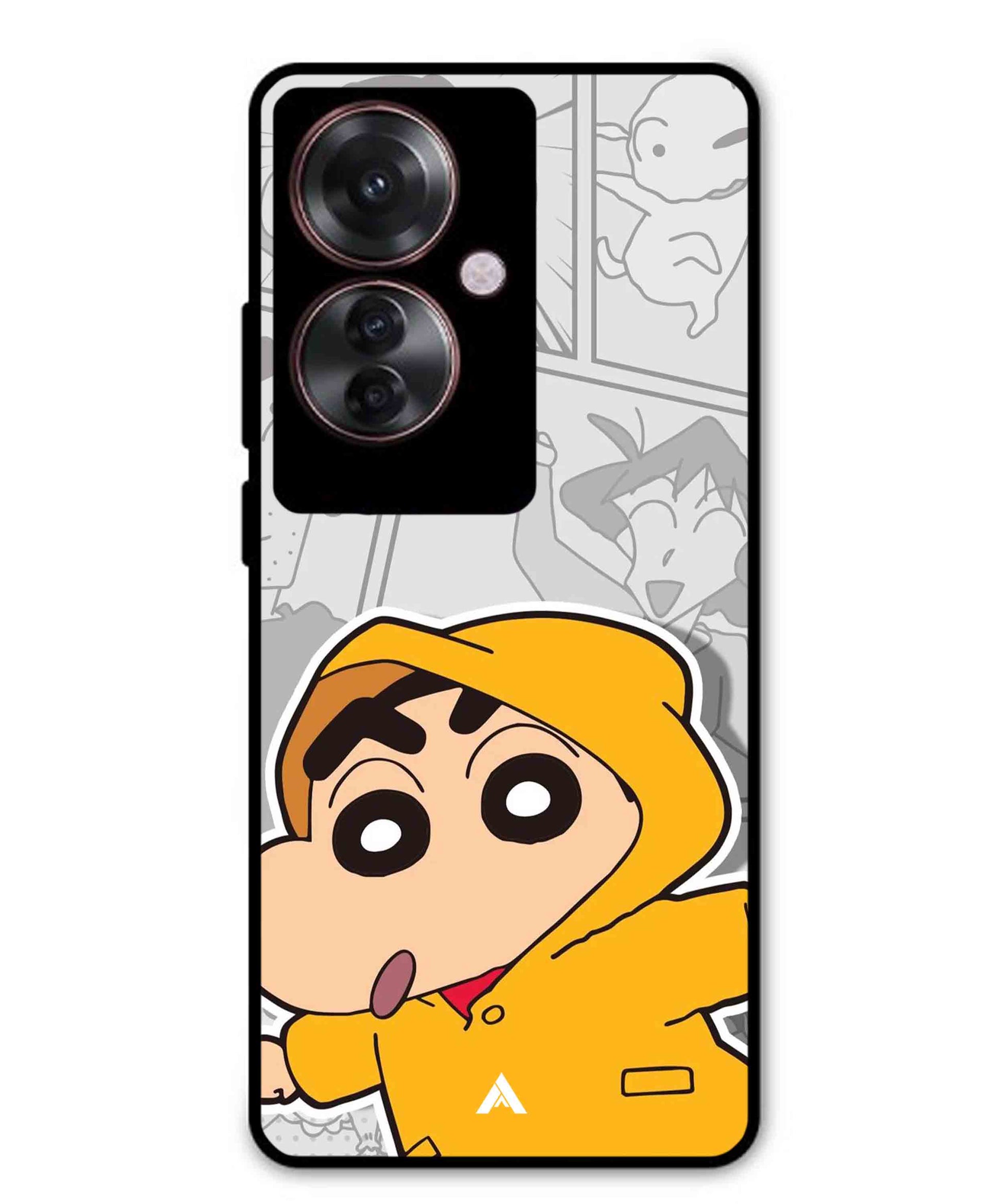 Shinchan Raincoat Metal Back Cover Phone Case for Oppo F25 Pro