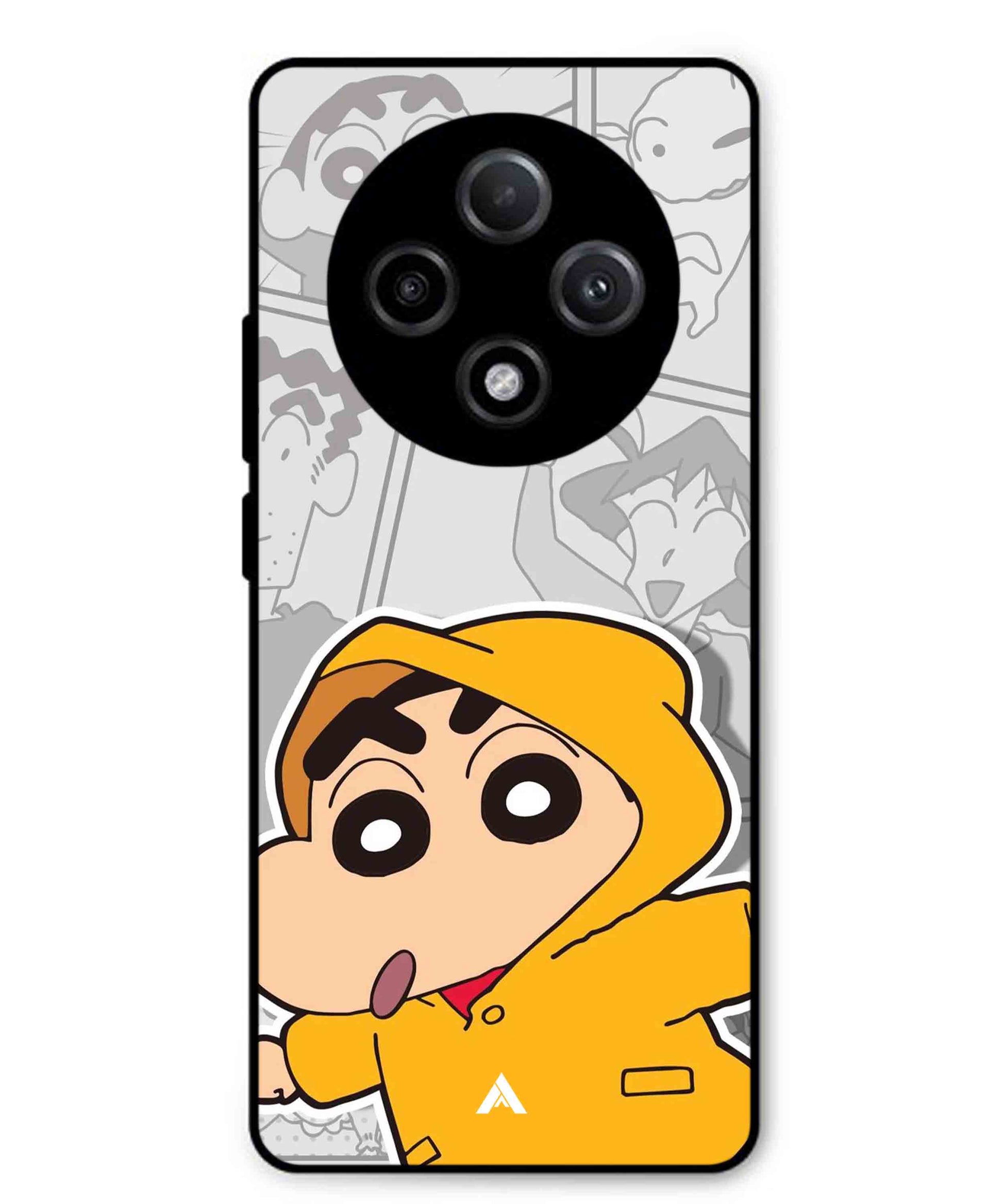 Shinchan Raincoat Metal Back Cover Phone Case for Oppo F27 Pro Plus