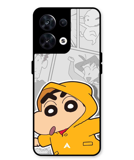 Shinchan Raincoat Metal Back Cover Phone Case for Oppo Reno 10 Pro