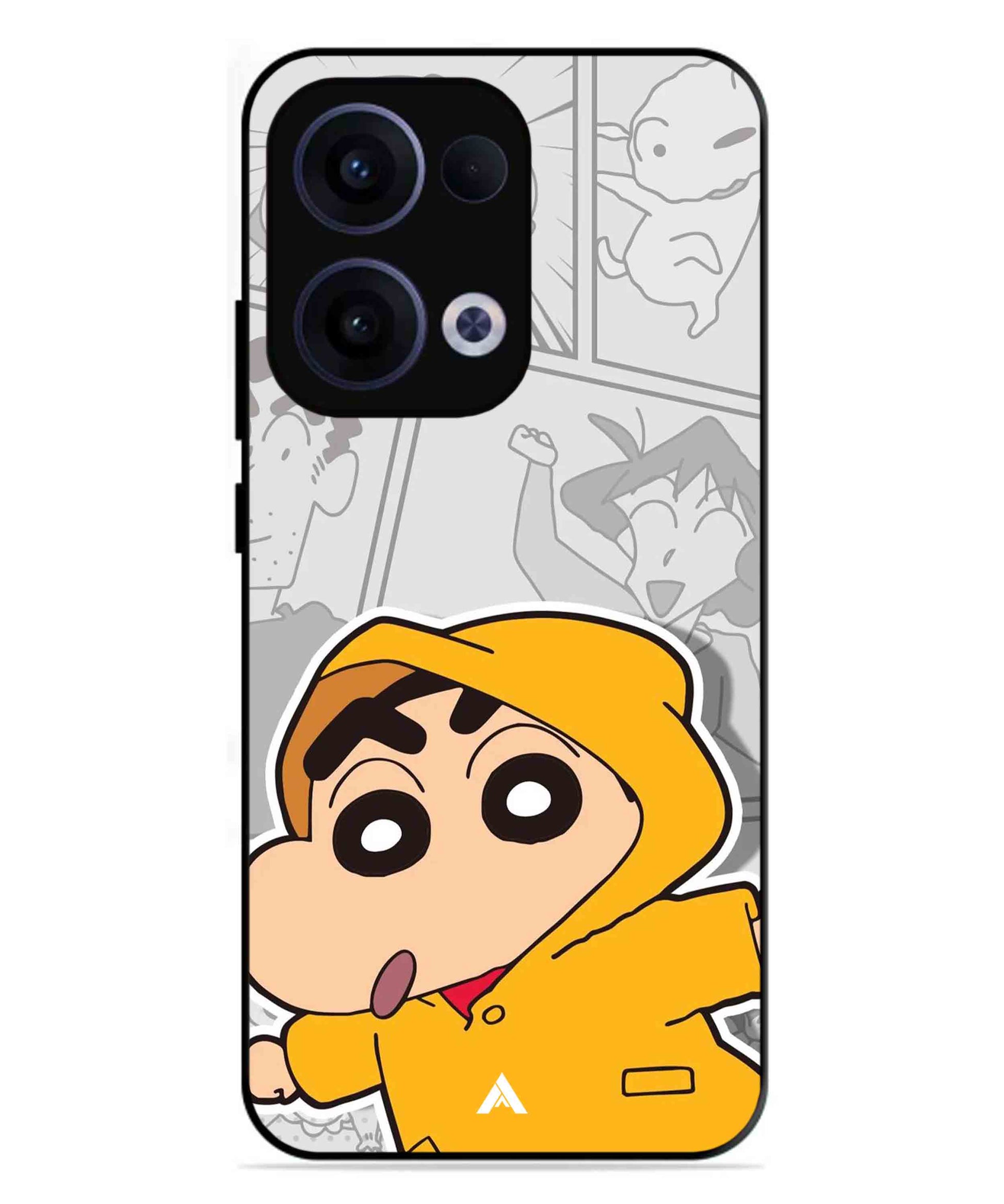 Shinchan Raincoat Metal Back Cover Phone Case for Oppo Reno 13