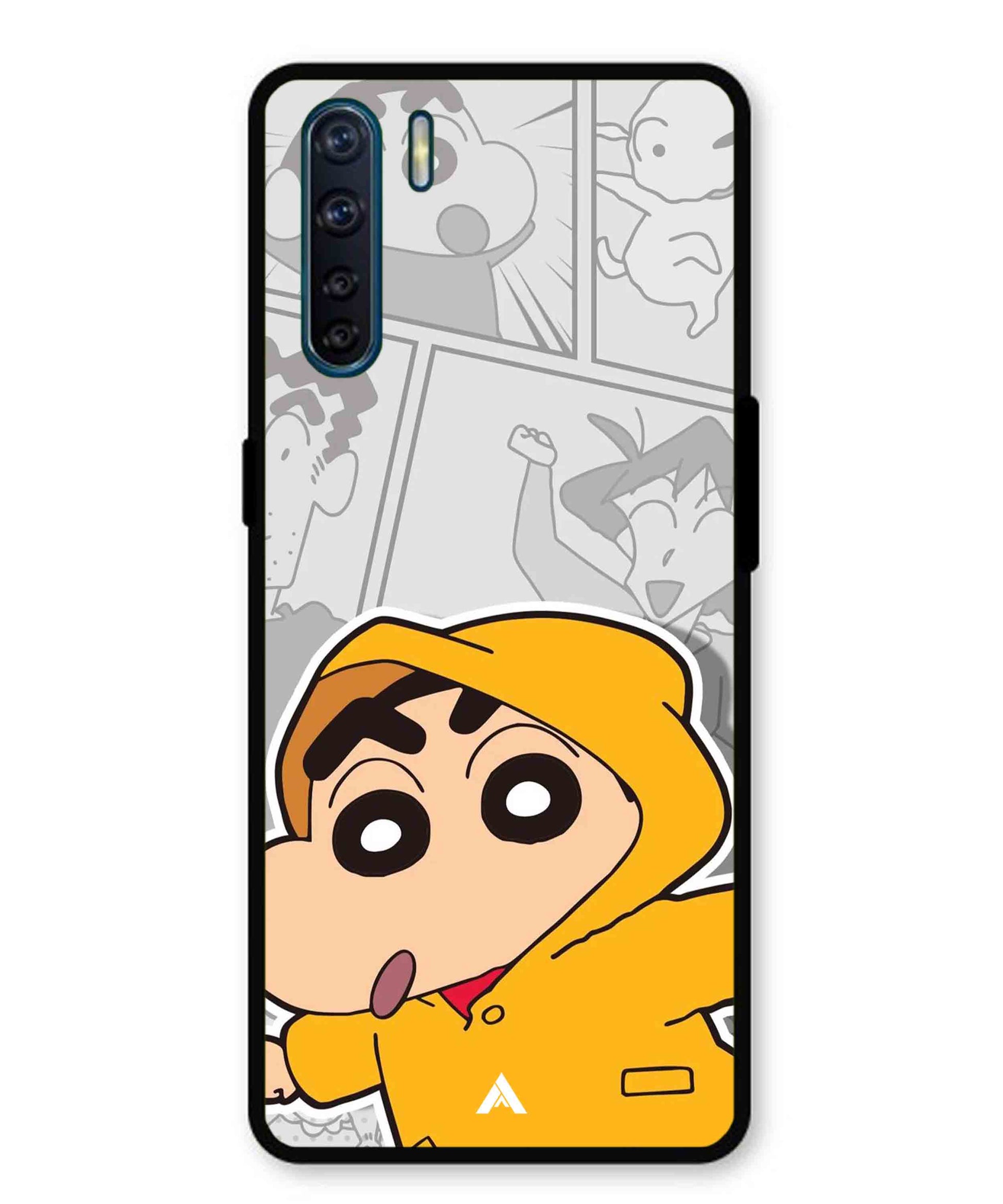 Shinchan Raincoat Metal Back Cover Phone Case for Oppo Reno 3