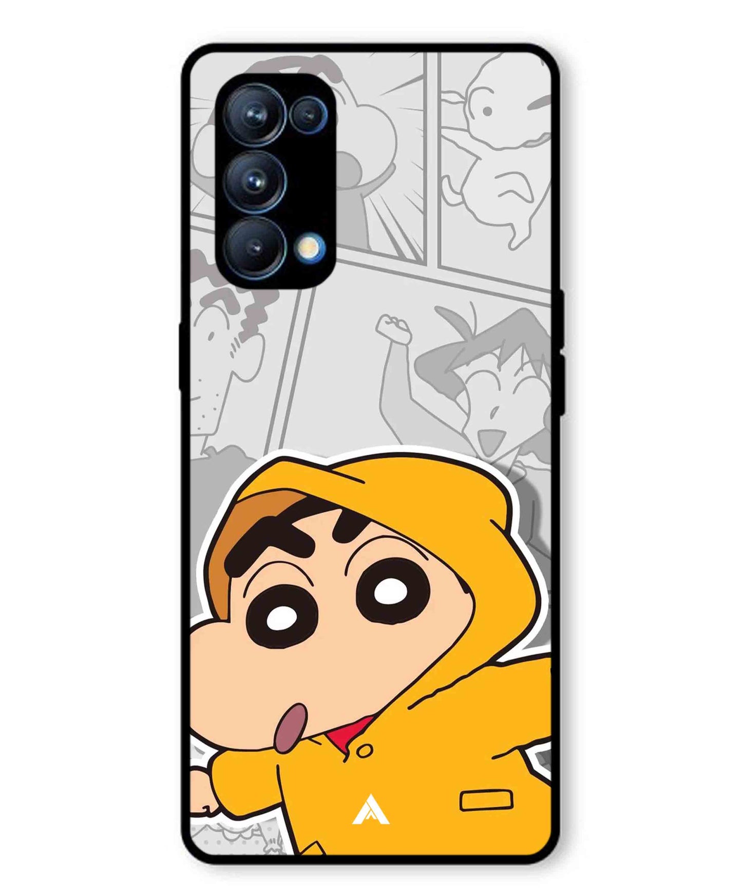 Shinchan Raincoat Metal Back Cover Phone Case for Oppo Reno 5 Pro