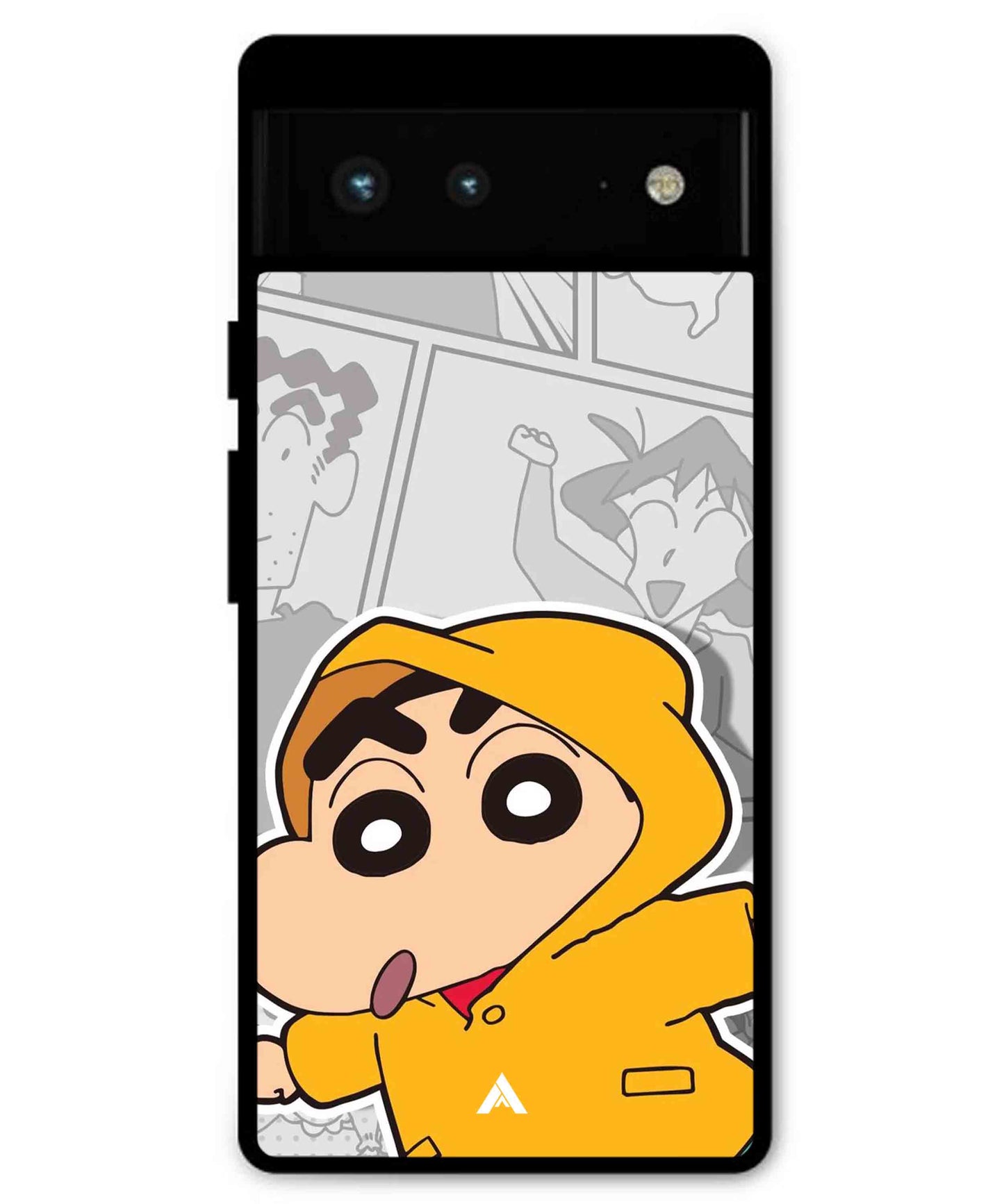 Shinchan Raincoat Metal Back Cover Phone Case for Pixel 6 Pro