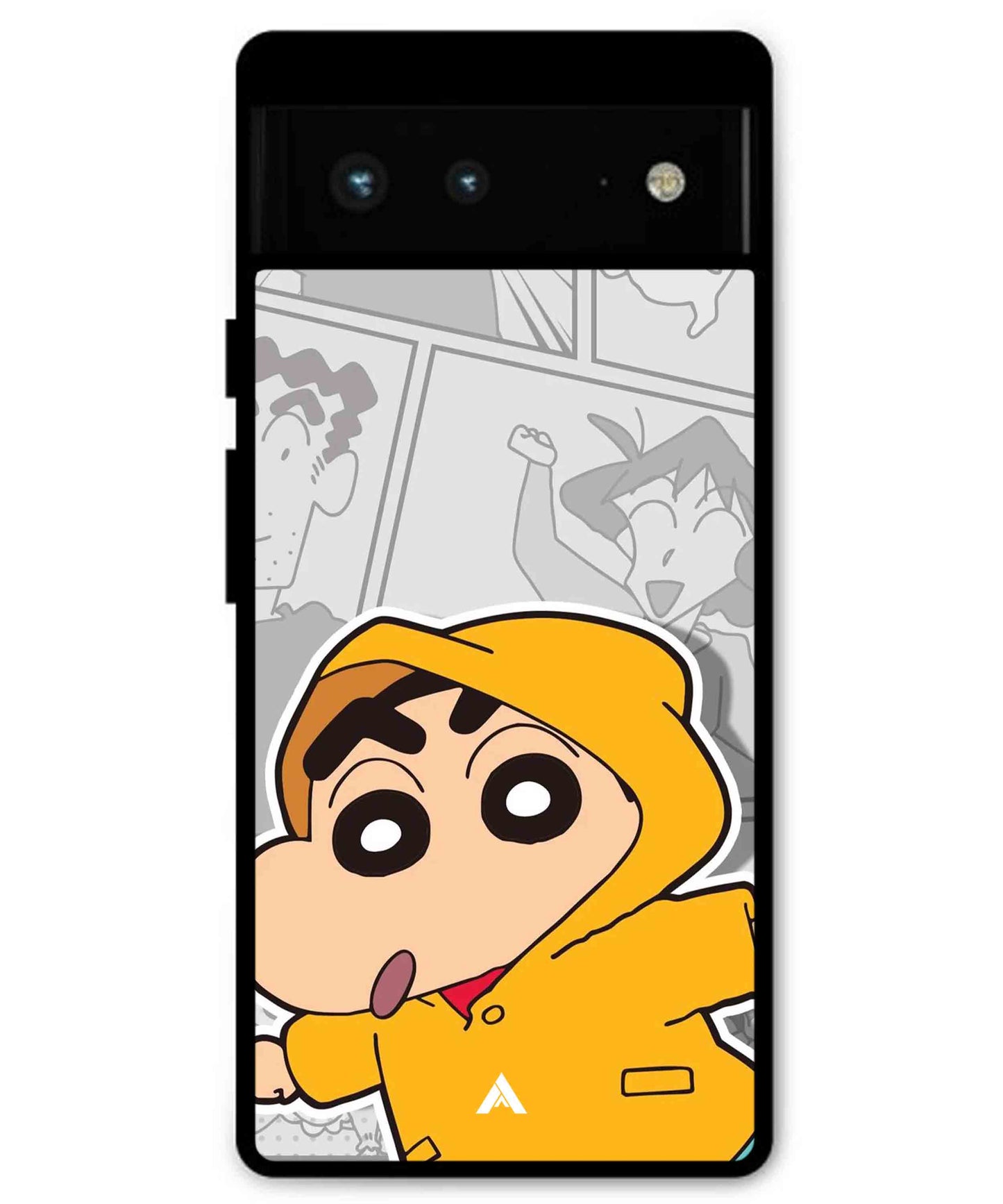 Shinchan Raincoat Metal Back Cover Phone Case for Pixel 7 Pro