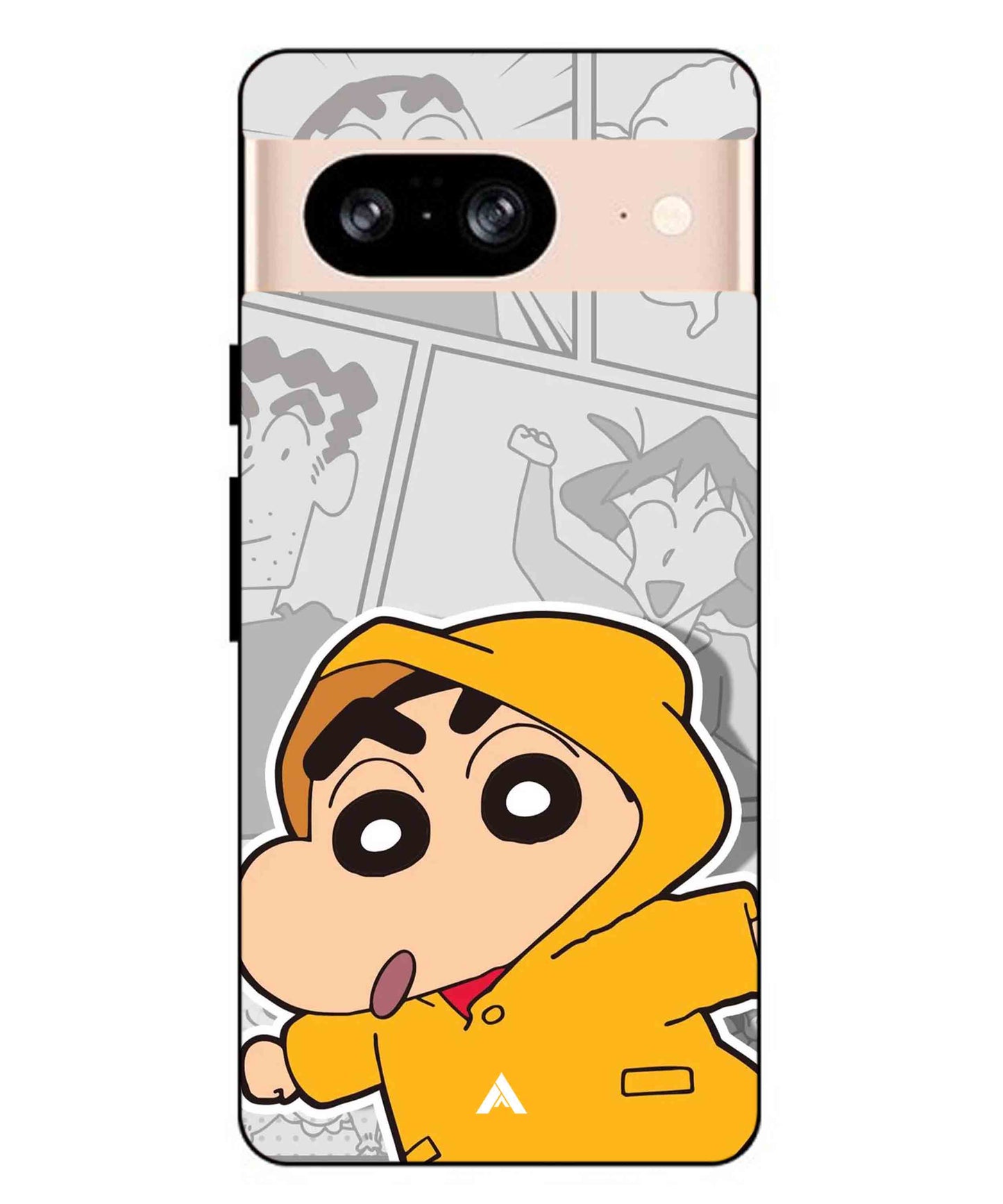 Shinchan Raincoat Metal Back Cover Phone Case for Pixel 8