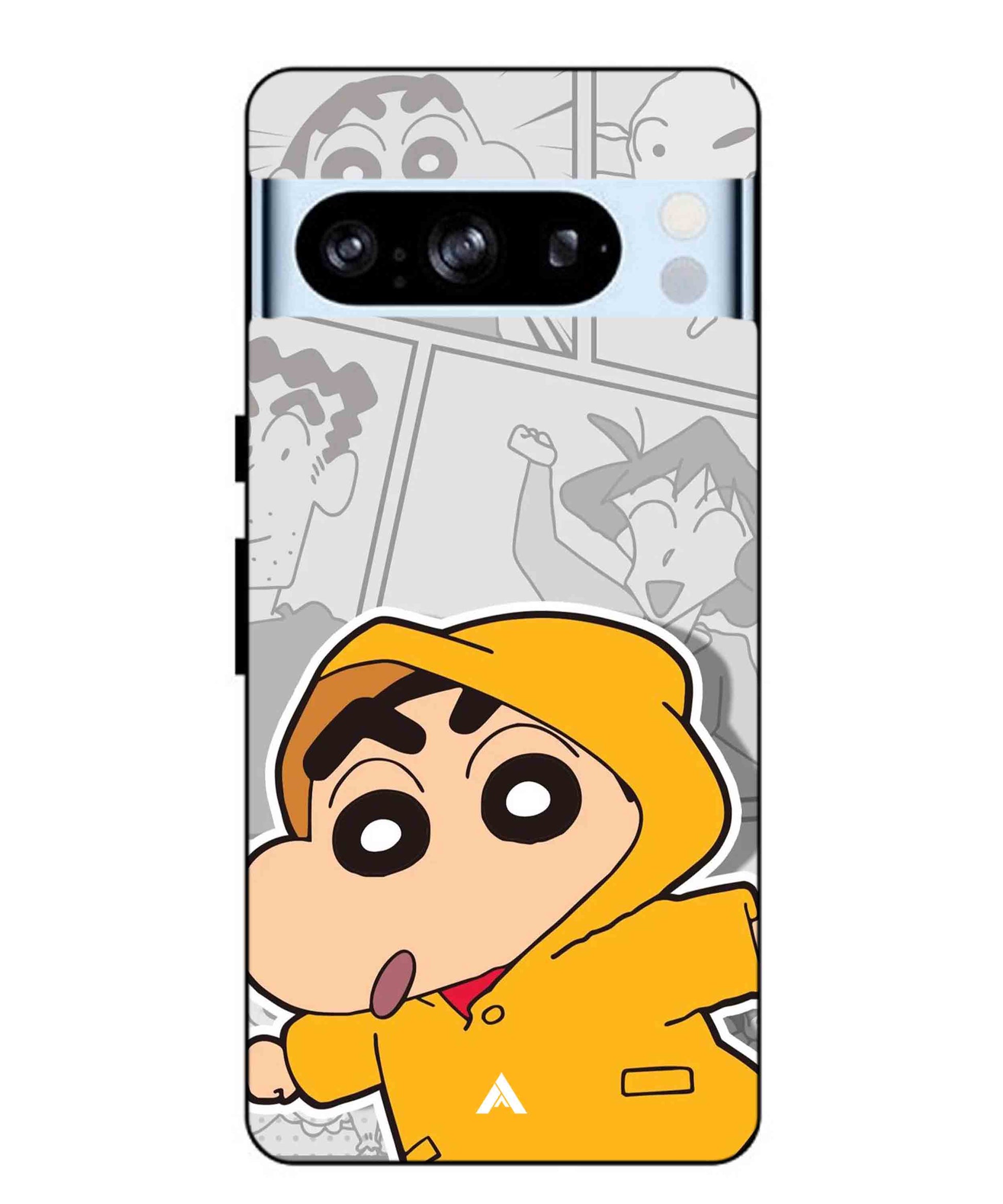 Shinchan Raincoat Metal Back Cover Phone Case for Pixel 8 Pro