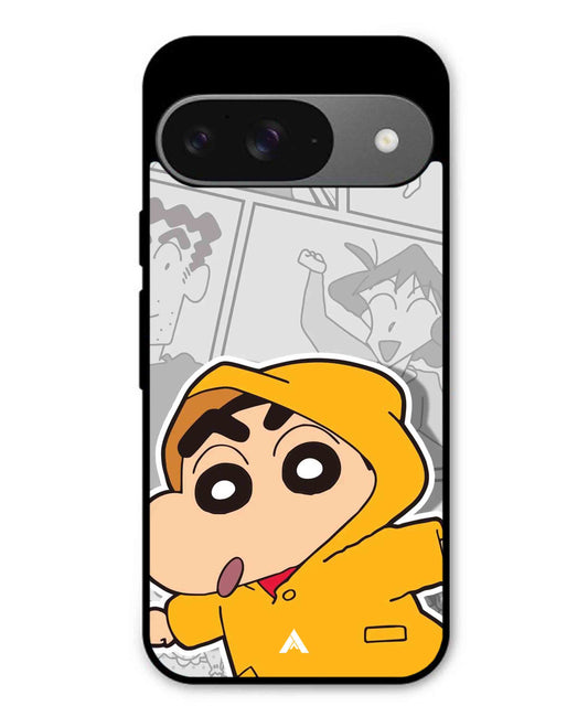 Shinchan Raincoat Metal Back Cover Phone Case for Pixel 9