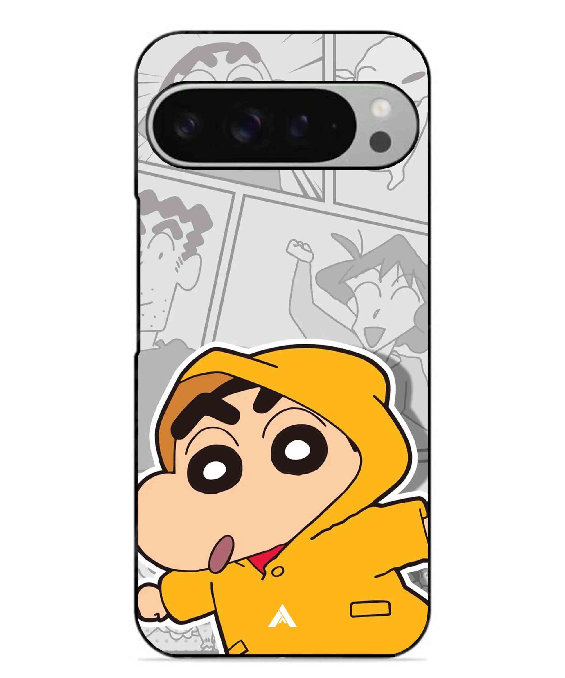 Shinchan Raincoat Metal Back Cover Phone Case for Pixel 9 Pro