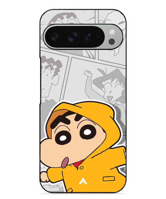Shinchan Raincoat Metal Back Cover Phone Case for Pixel 9 Pro