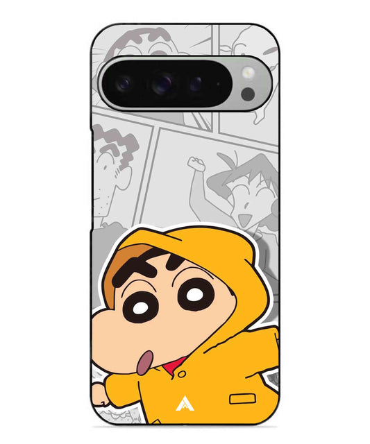 Shinchan Raincoat Metal Back Cover Phone Case for Pixel 9 Pro XL