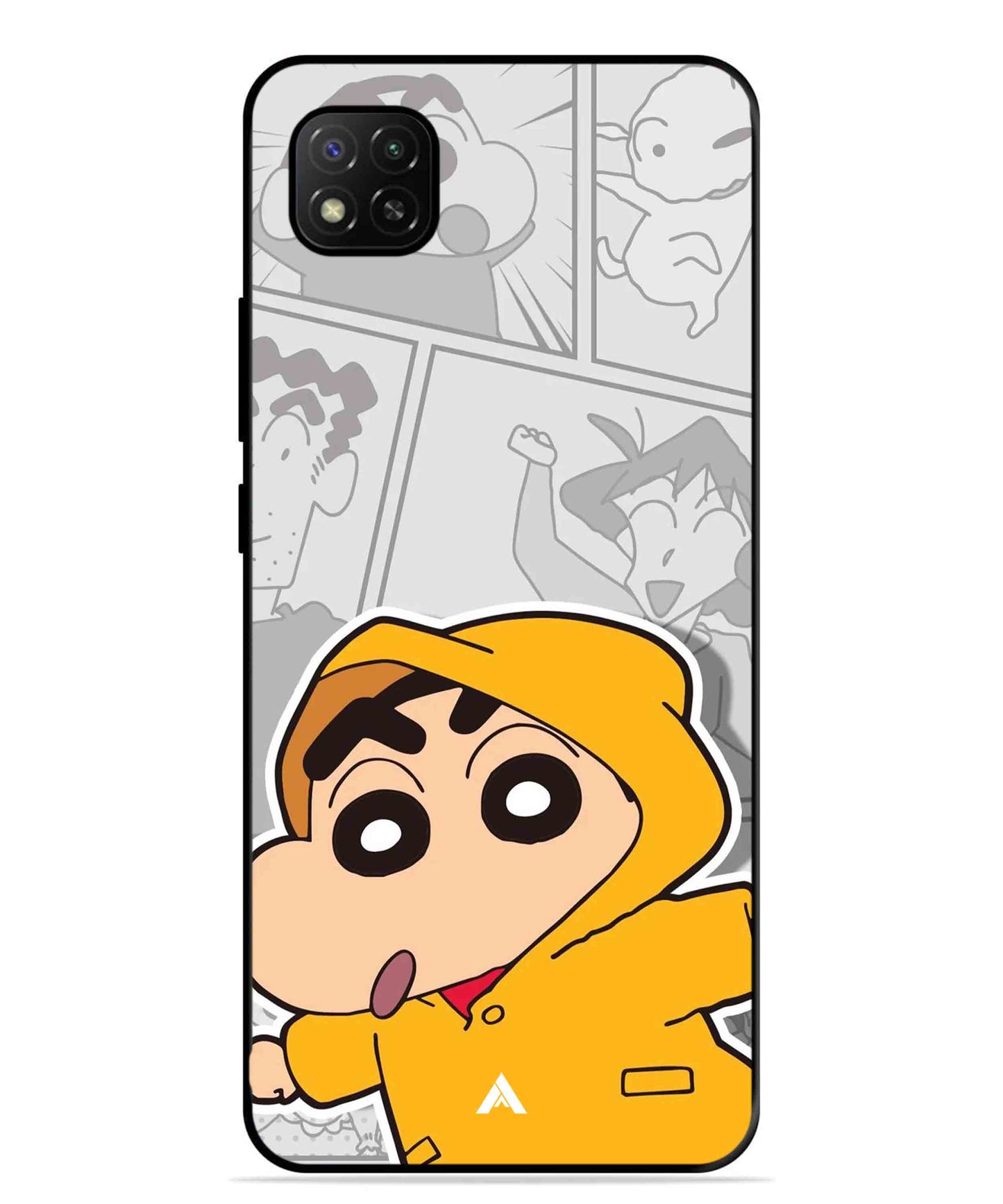 Shinchan Raincoat Metal Back Cover Phone Case for Poco C31