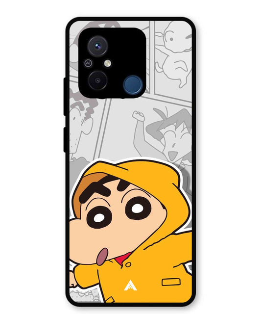 Shinchan Raincoat Metal Back Cover Phone Case for Poco C55