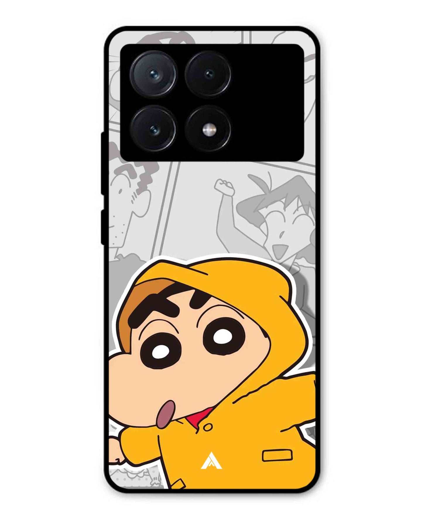 Shinchan Raincoat Metal Back Cover Phone Case for Poco X6 Pro
