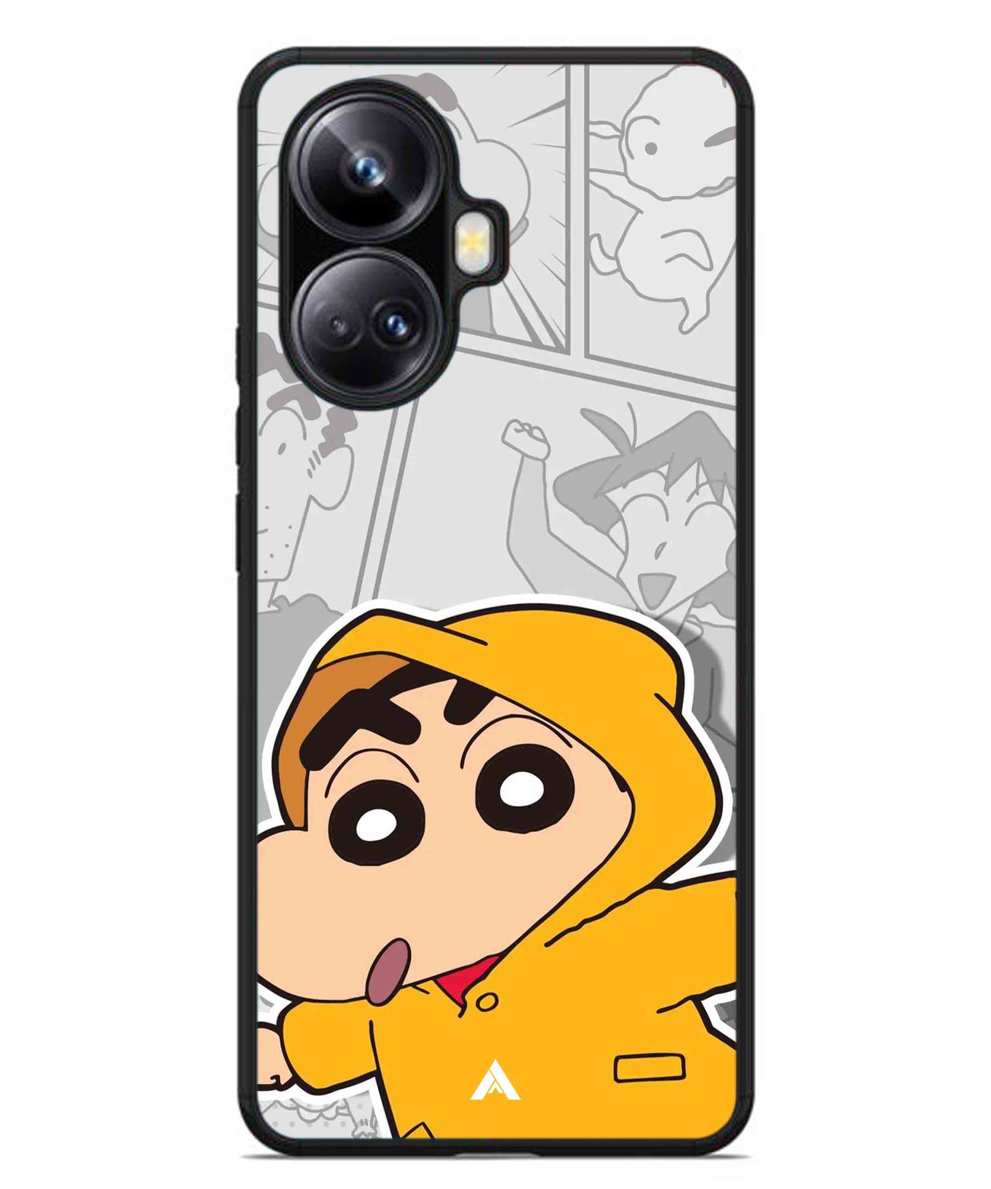 Shinchan Raincoat Metal Back Cover Phone Case for Realme 10 Pro Plus