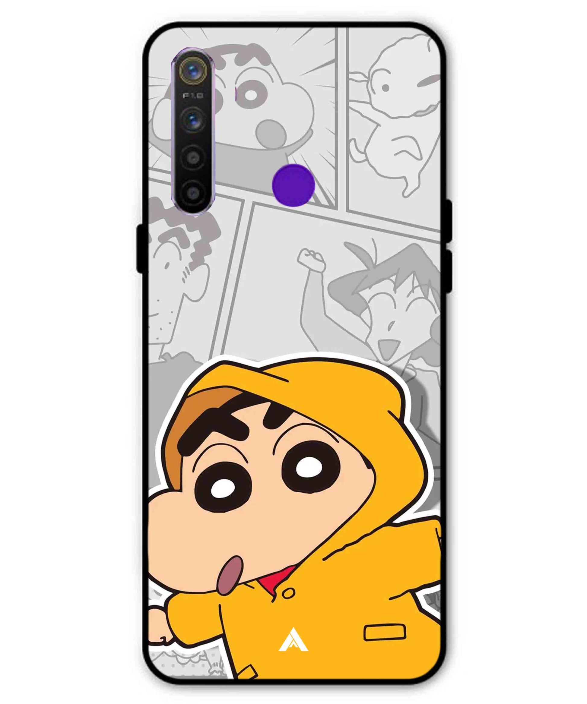Shinchan Raincoat Metal Back Cover Phone Case for Realme 5s