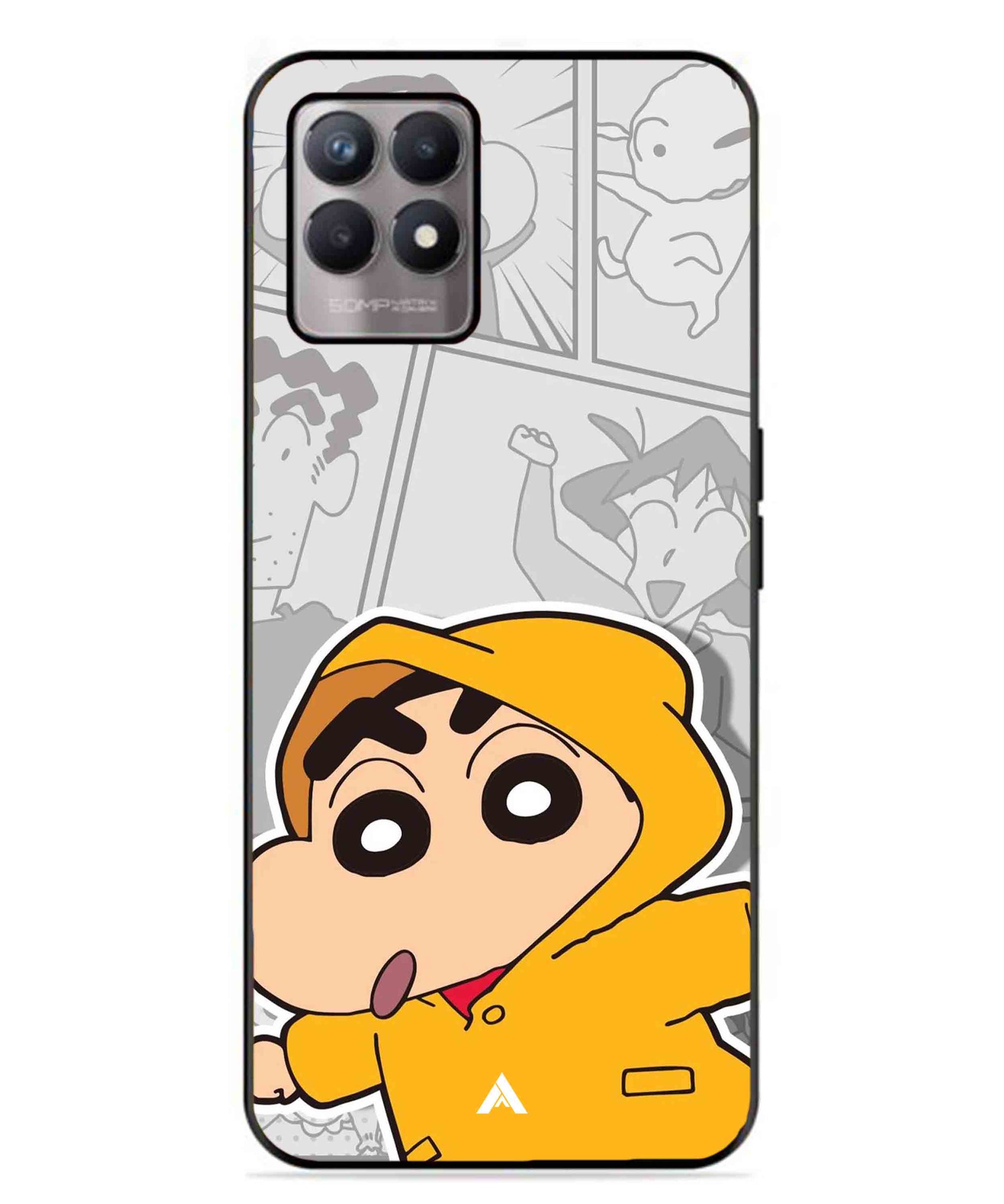 Shinchan Raincoat Metal Back Cover Phone Case for Realme Narzo 50