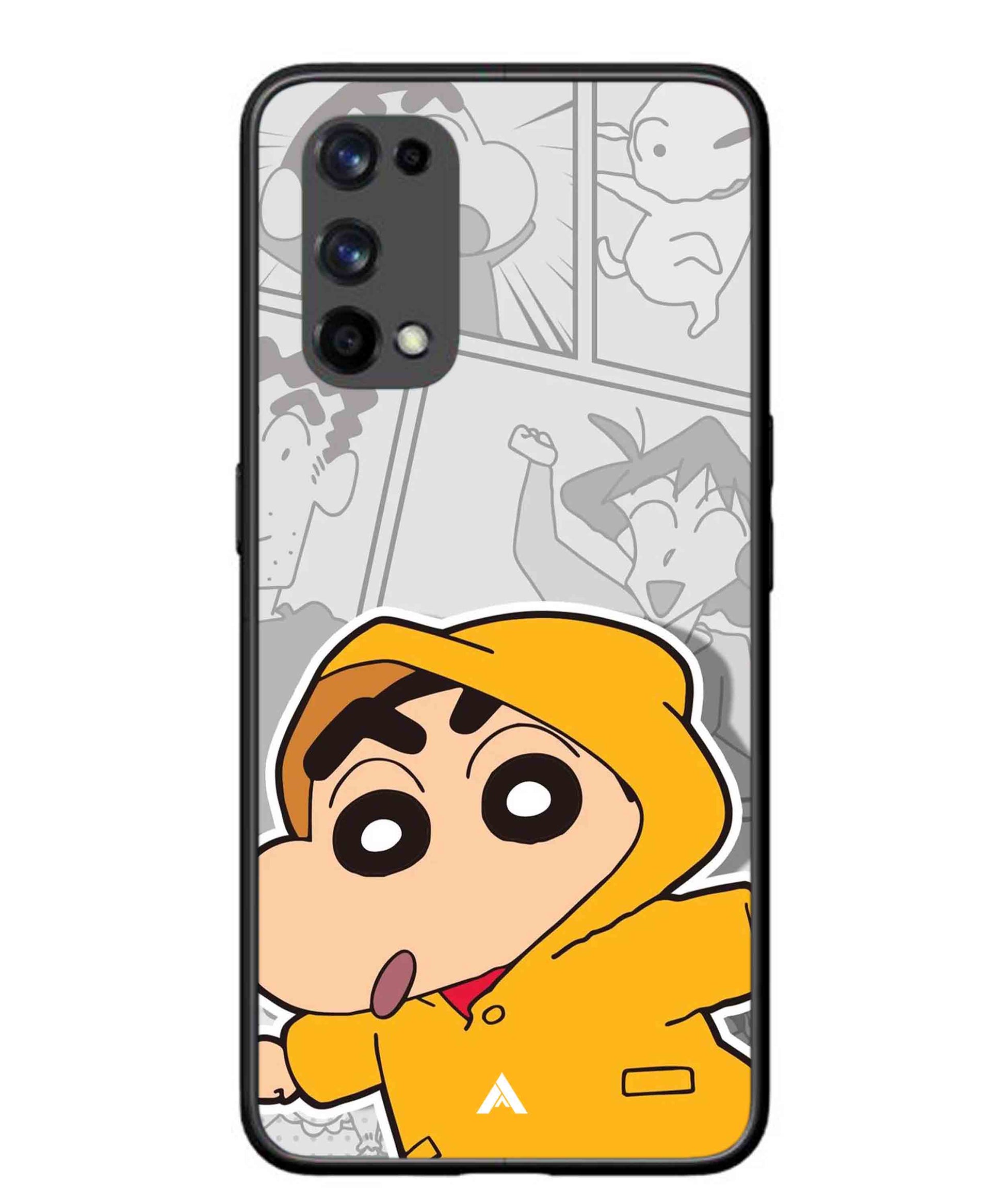 Shinchan Raincoat Metal Back Cover Phone Case for Realme X7 Pro