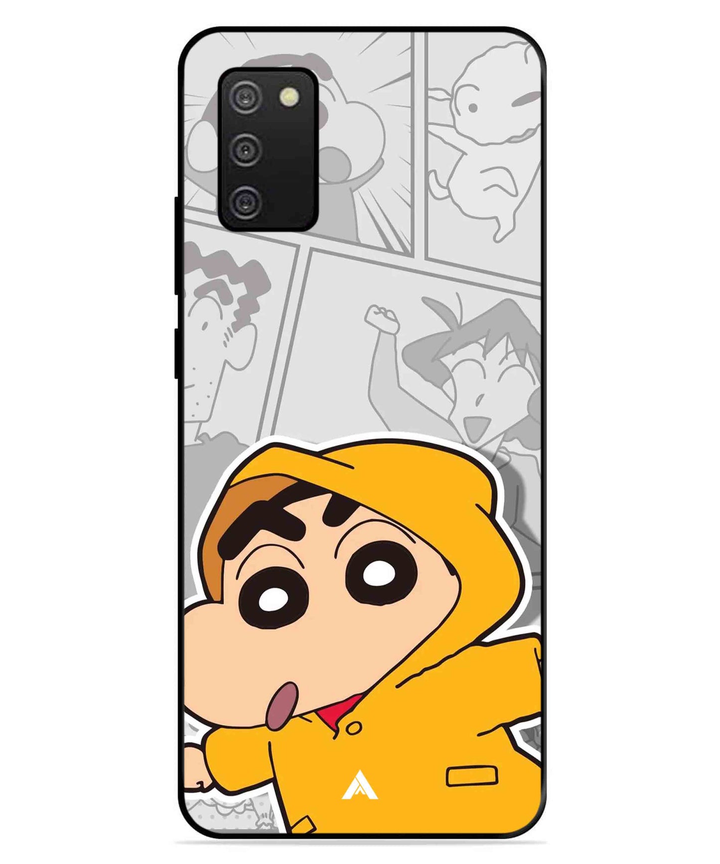 Shinchan Raincoat Metal Back Cover Phone Case for Samsung Galaxy A03s