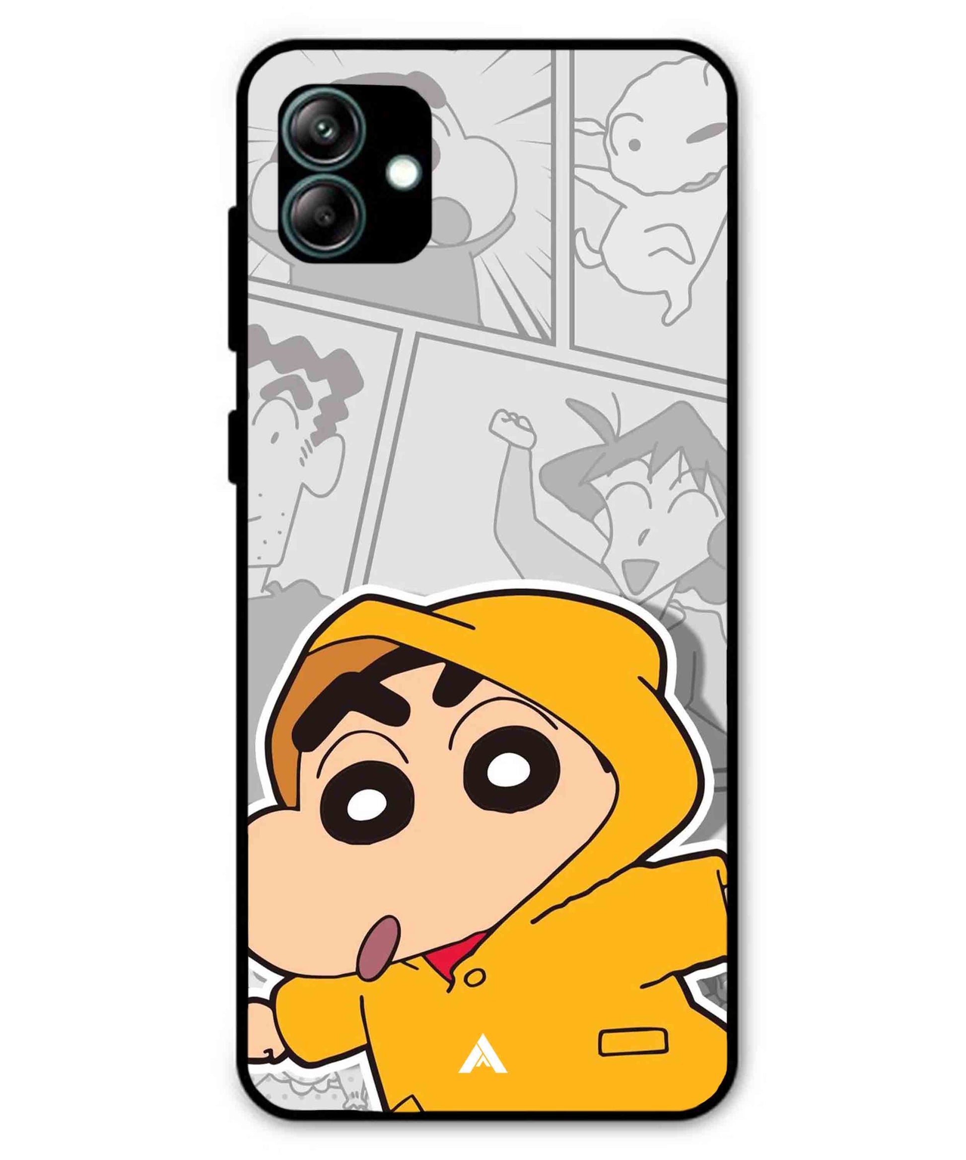 Shinchan Raincoat Metal Back Cover Phone Case for Samsung Galaxy A04