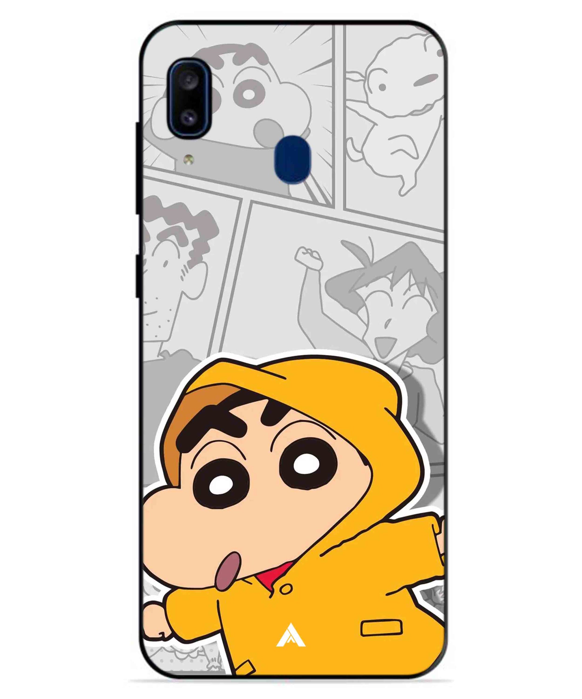 Shinchan Raincoat Metal Back Cover Phone Case for Samsung Galaxy A20