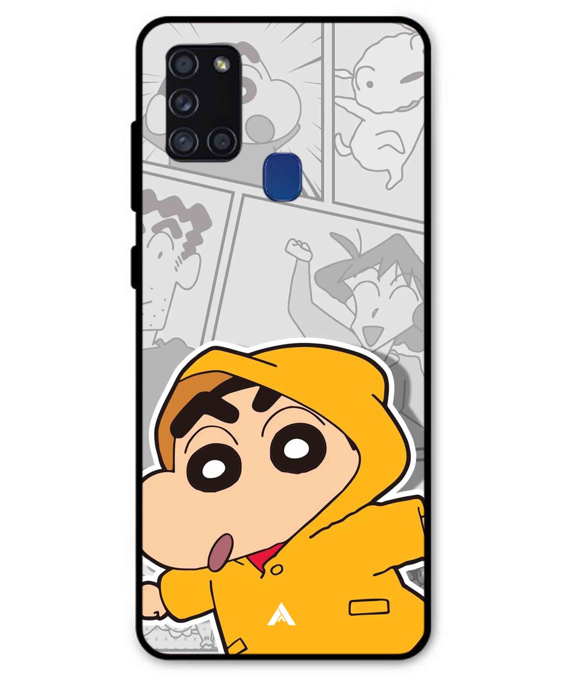 Shinchan Raincoat Metal Back Cover Phone Case for Samsung Galaxy A21s