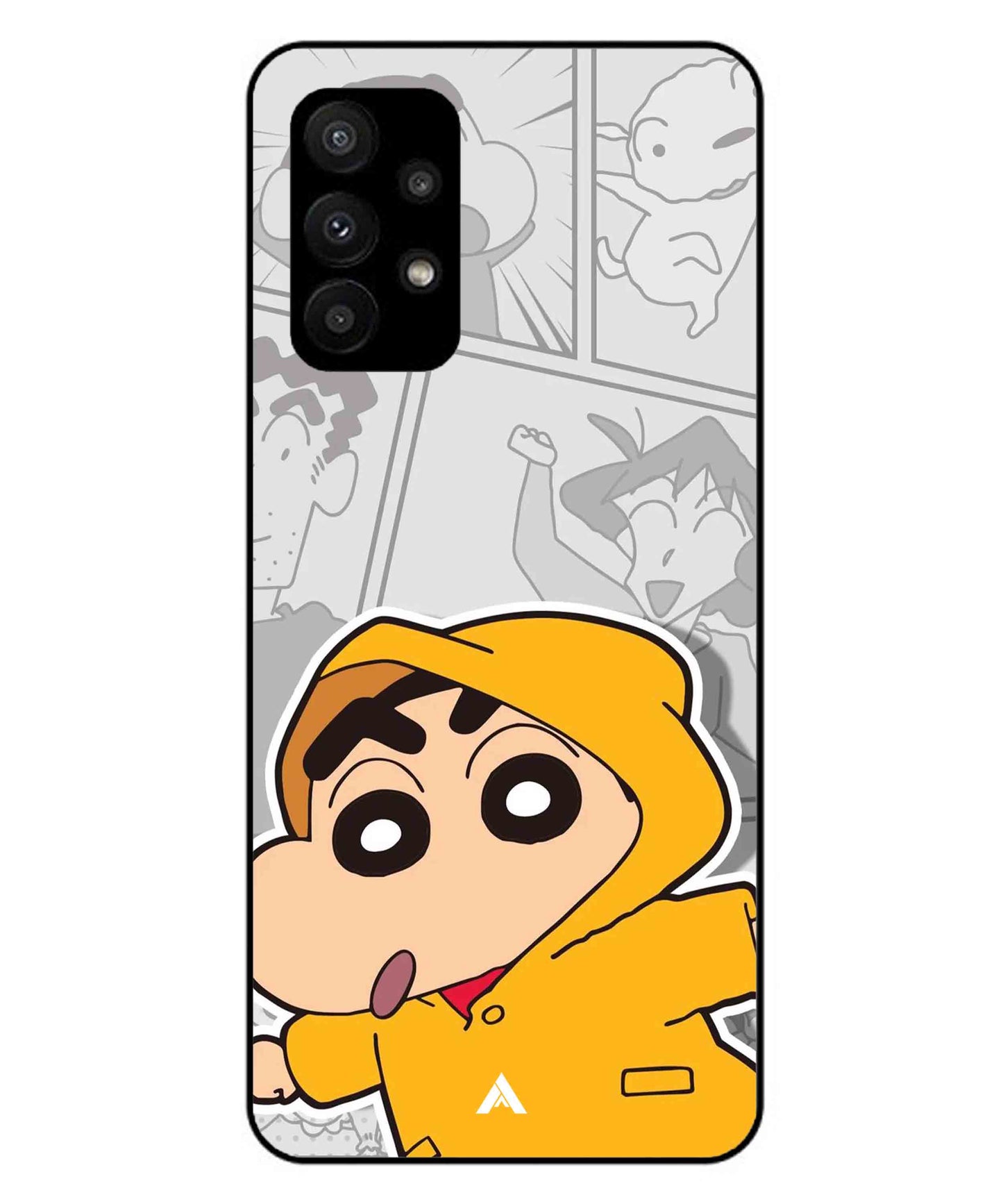 Shinchan Raincoat Metal Back Cover Phone Case for Samsung Galaxy A23 5G